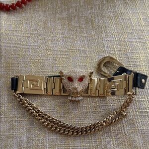 Versace HM Gold Chain Bracelet with Panther Design
